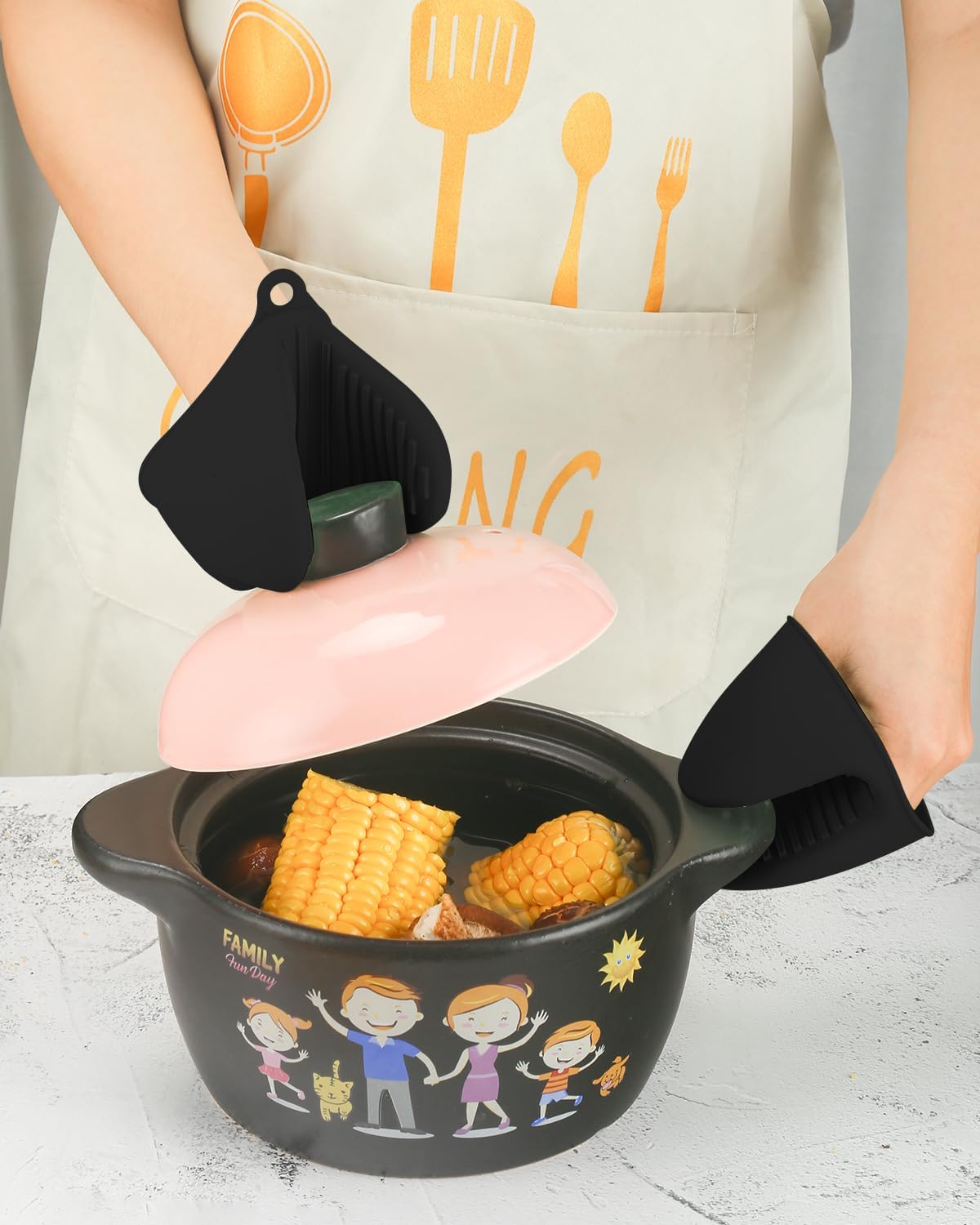 2 PCS Silicone Oven Mitts, Thicken Mini Oven Mitts Silicone Heat Resistant, Silicone Oven Gloves for Kitchen, Pinch Mitts Potholder for Kitchen Cooking & Baking
﻿