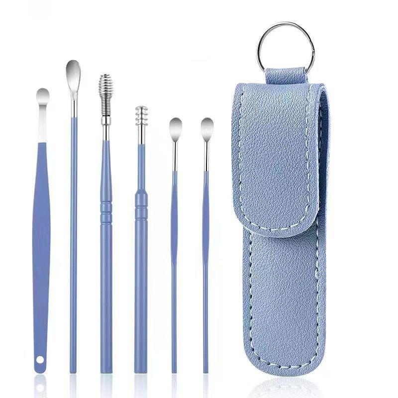 Ear Pick Earwax Removal Kit, Ear Cleaning Tool, Stainless Steel Earwax Removal Tool with Leather Storage Box