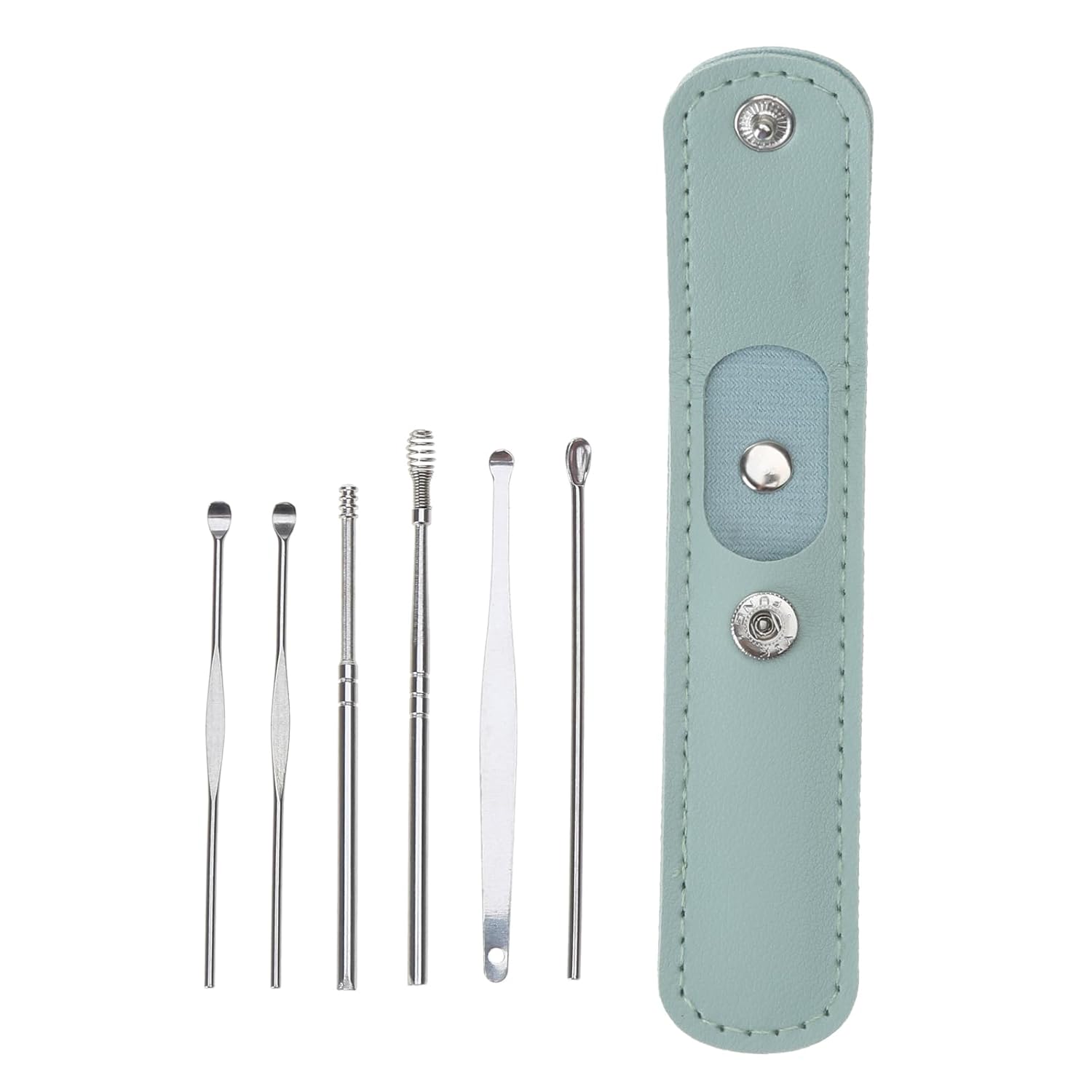 Ear Pick Earwax Removal Kit, Ear Cleaning Tool, Stainless Steel Earwax Removal Tool with Leather Storage Box