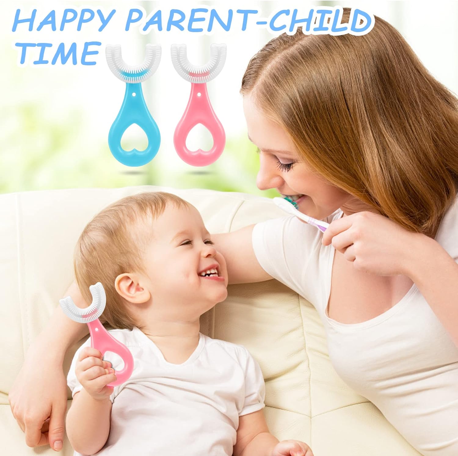 U Shaped Toothbrush Kids, Kids Toothbrushes Soft Silicone Brush Head Whole Mouth Toothbrush with Handle 360 ° Oral Teeth Cleaning Design