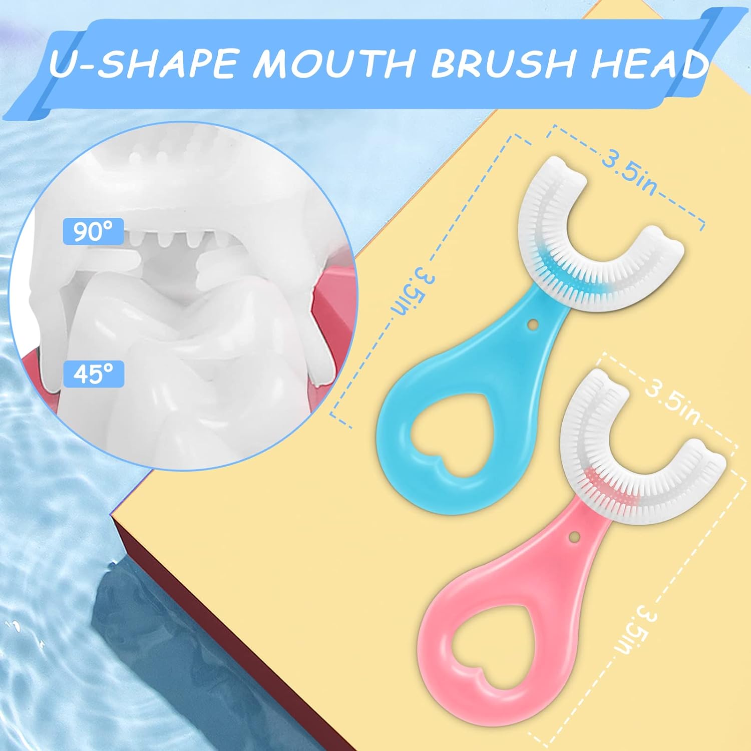 U Shaped Toothbrush Kids, Kids Toothbrushes Soft Silicone Brush Head Whole Mouth Toothbrush with Handle 360 ° Oral Teeth Cleaning Design