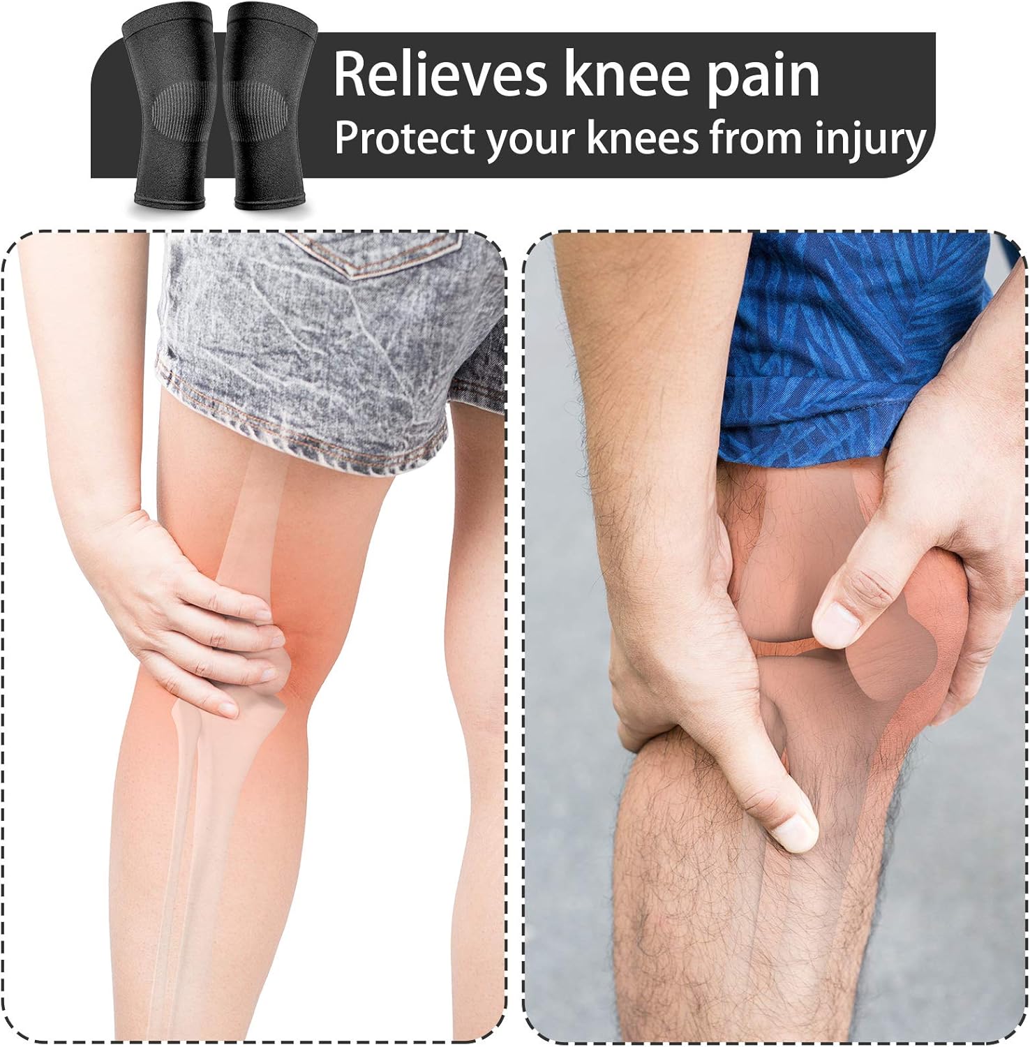 1 pair Anti-Slip Knee Brace Breathable Flexible Elastic Knee Support for Football Volleyball Dance Skating Basketball Sports