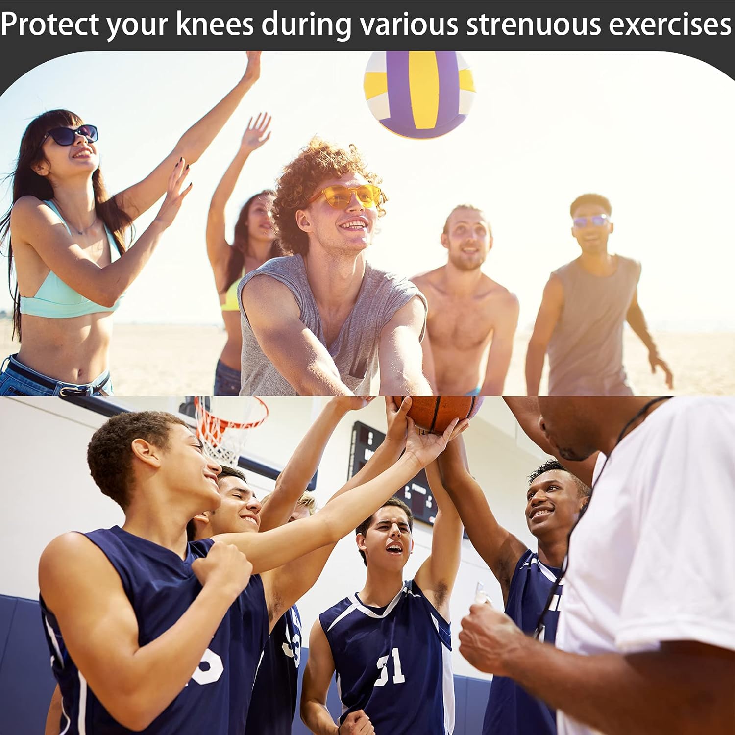 1 pair Anti-Slip Knee Brace Breathable Flexible Elastic Knee Support for Football Volleyball Dance Skating Basketball Sports