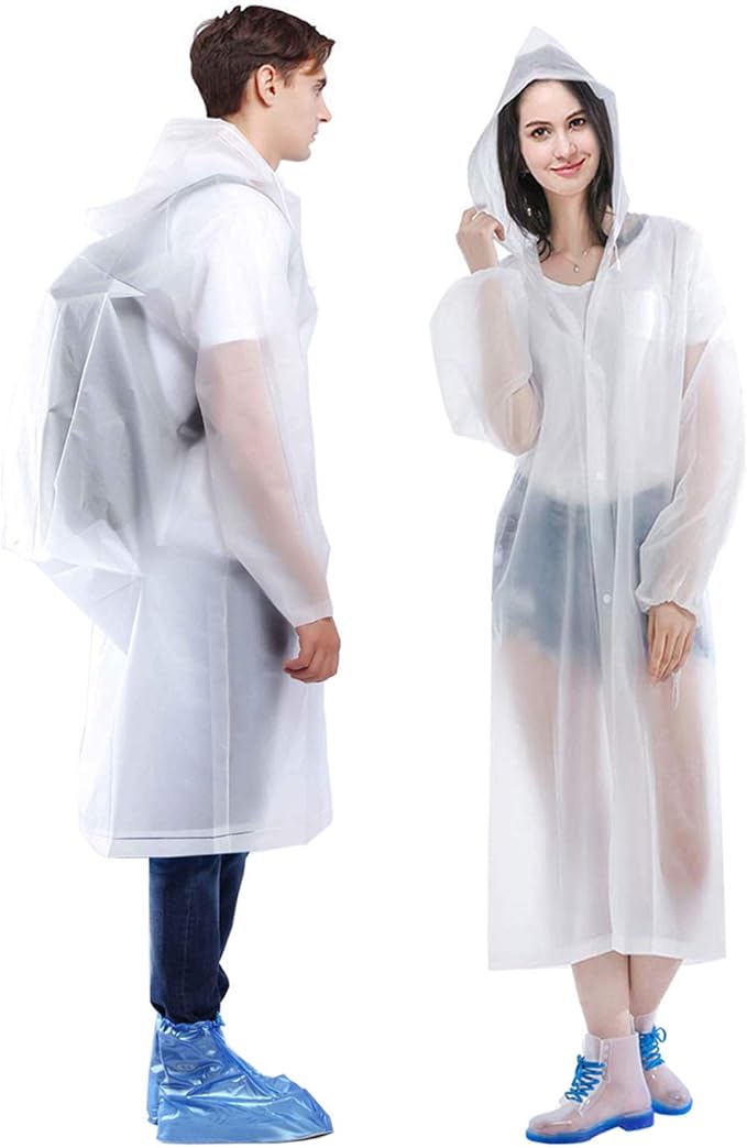 Rain Ponchos for Adults Reusable, 1 Pcs Raincoats Emergency for Women Men with Hood and Drawstring