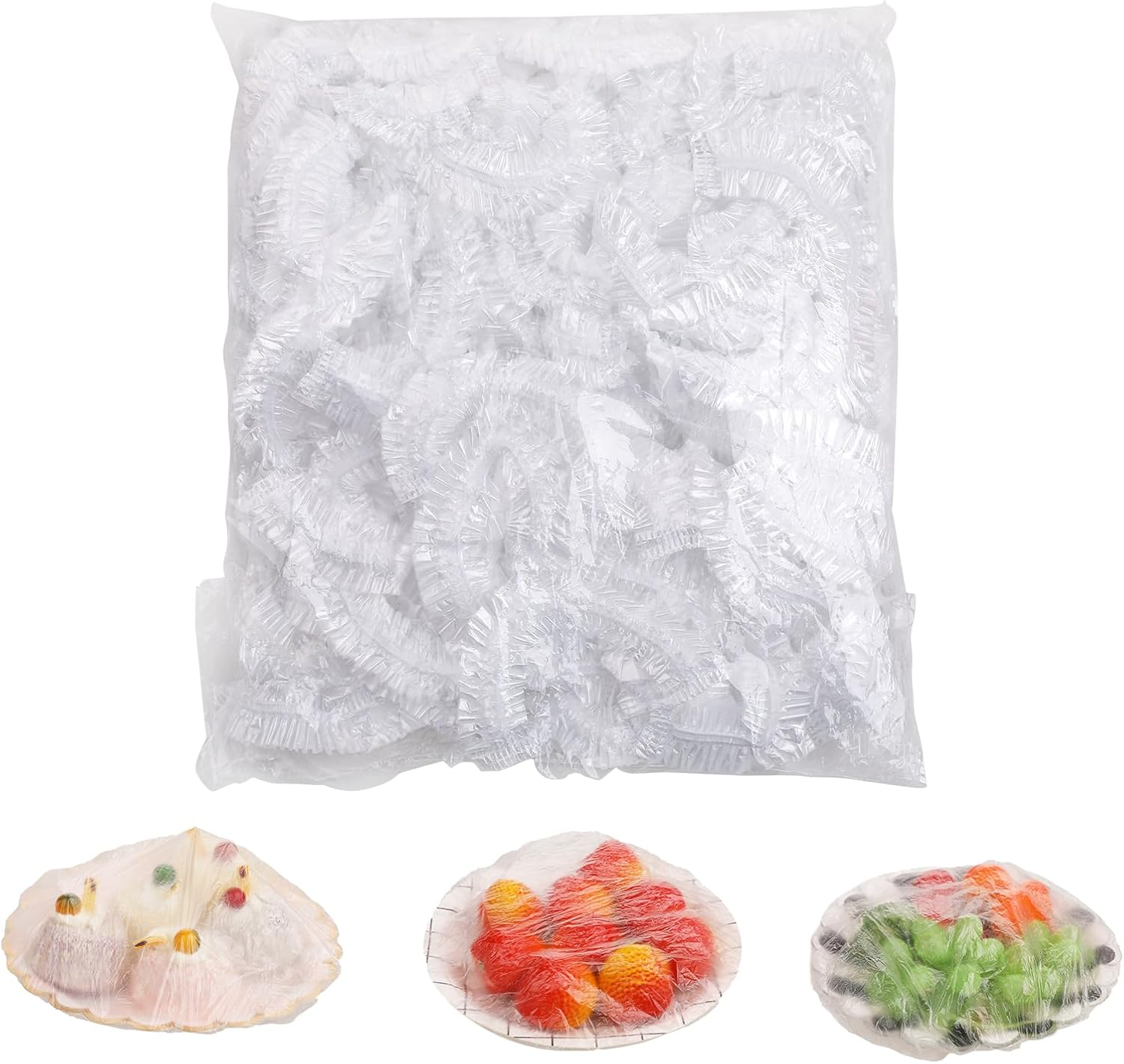 100 PCS Bowl Covers Reusable - Thickend&Sturdy Plastic Bowl Cover Elastic Food Covers Stretch Reusable Disposable Food Storage Fresh Keeping Bags Outdoor to Keep Dust Away Outdoor Party Supplies﻿