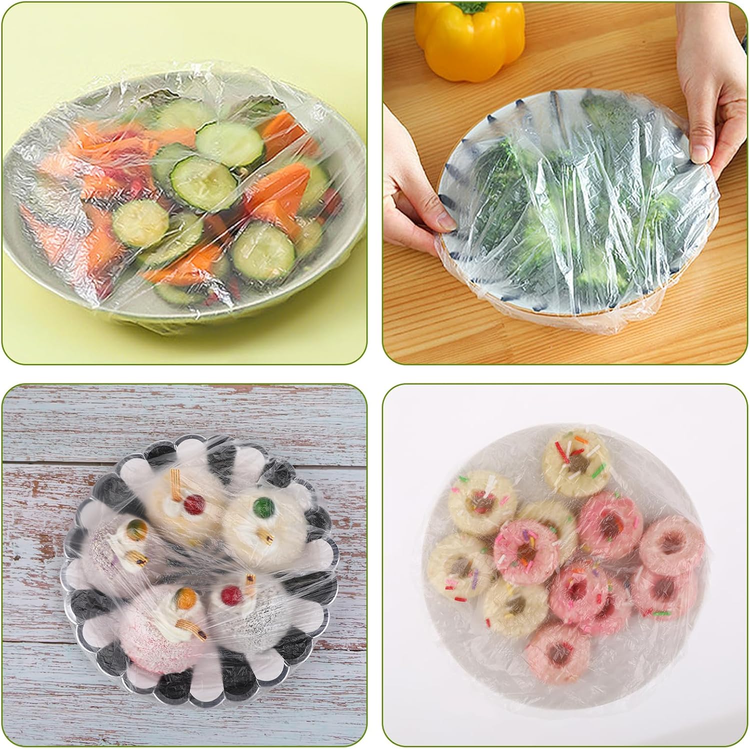 100 PCS Bowl Covers Reusable - Thickend&Sturdy Plastic Bowl Cover Elastic Food Covers Stretch Reusable Disposable Food Storage Fresh Keeping Bags Outdoor to Keep Dust Away Outdoor Party Supplies﻿