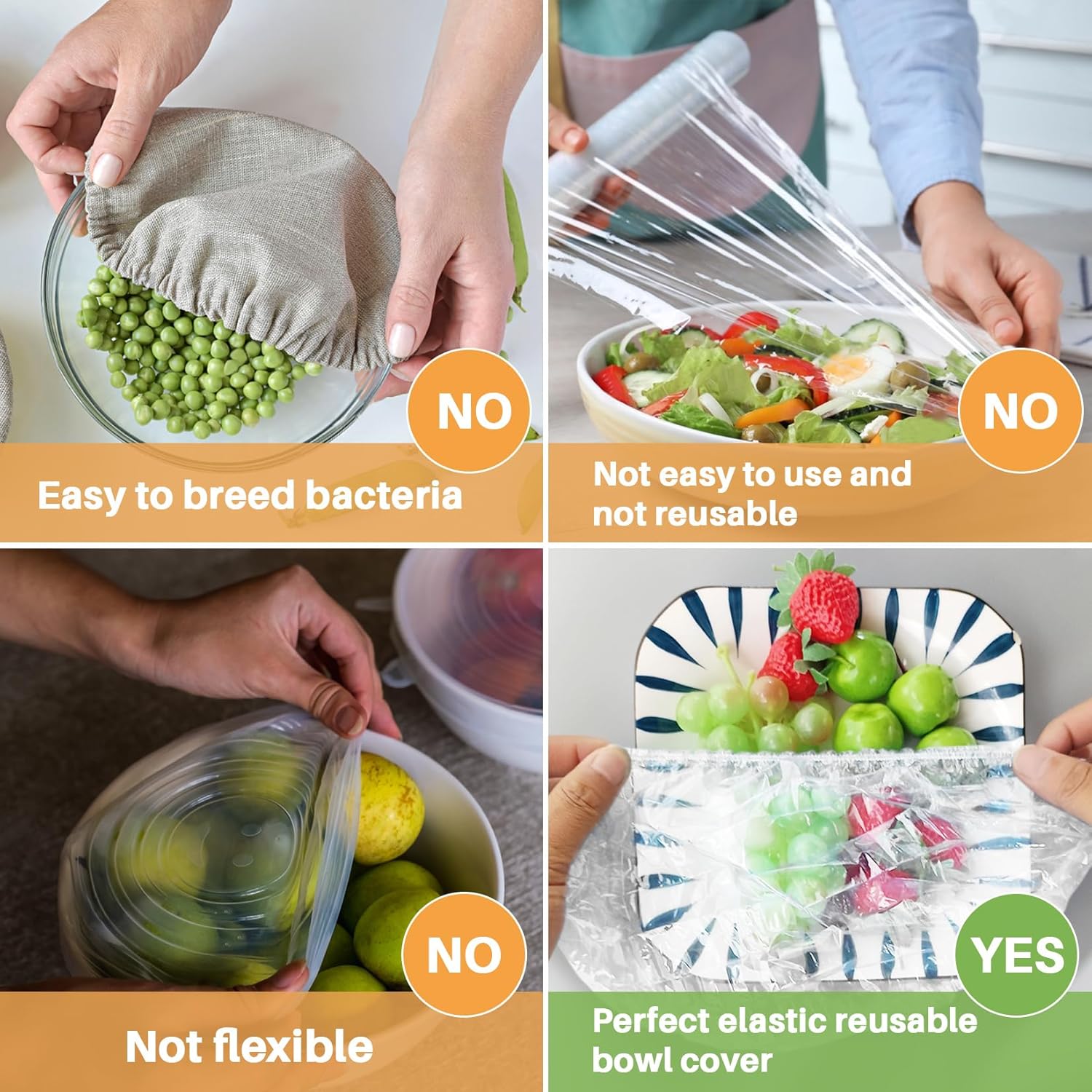 100 PCS Bowl Covers Reusable - Thickend&Sturdy Plastic Bowl Cover Elastic Food Covers Stretch Reusable Disposable Food Storage Fresh Keeping Bags Outdoor to Keep Dust Away Outdoor Party Supplies﻿