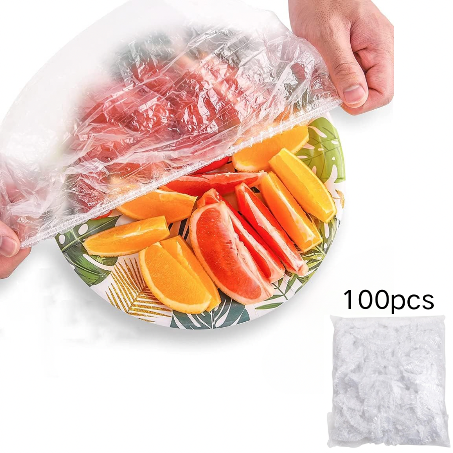 100 PCS Bowl Covers Reusable - Thickend&Sturdy Plastic Bowl Cover Elastic Food Covers Stretch Reusable Disposable Food Storage Fresh Keeping Bags Outdoor to Keep Dust Away Outdoor Party Supplies﻿