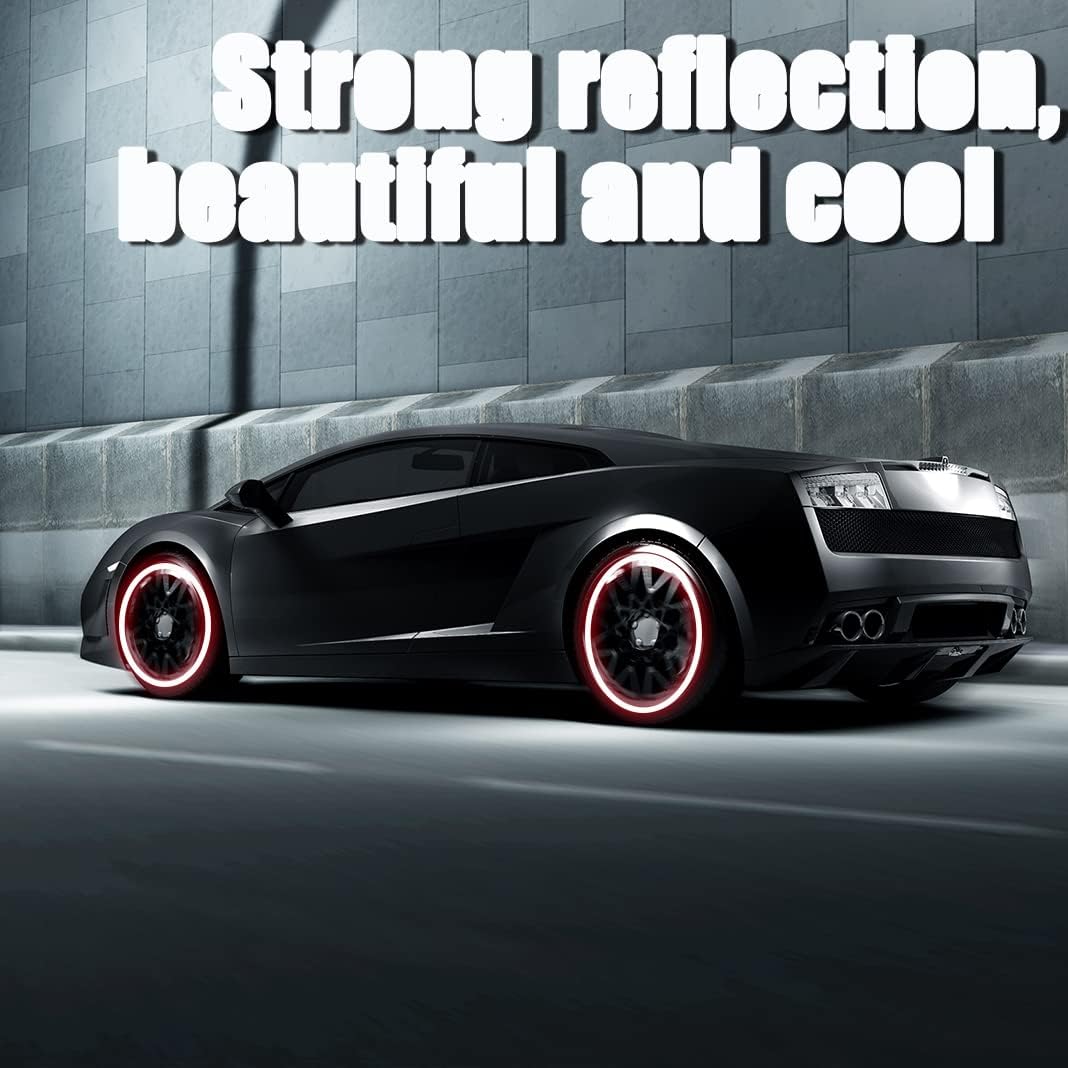 20PCS Reflective Car Wheel Decorative Stripe Stickers, Night Safety Warning Car Stickers, Anti-Scratch Reflective Stickers Car Motorcycle Wheel Safety Decorative Car Decals Universal