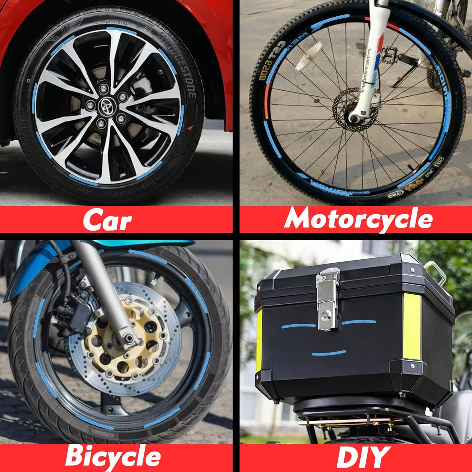 20PCS Reflective Car Wheel Decorative Stripe Stickers, Night Safety Warning Car Stickers, Anti-Scratch Reflective Stickers Car Motorcycle Wheel Safety Decorative Car Decals Universal