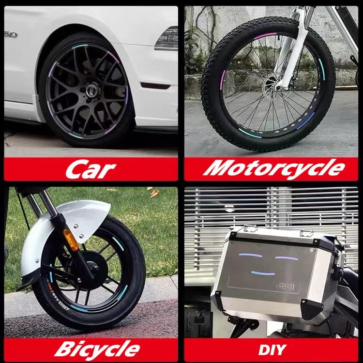 20PCS Reflective Car Wheel Decorative Stripe Stickers, Night Safety Warning Car Stickers, Anti-Scratch Reflective Stickers Car Motorcycle Wheel Safety Decorative Car Decals Universal