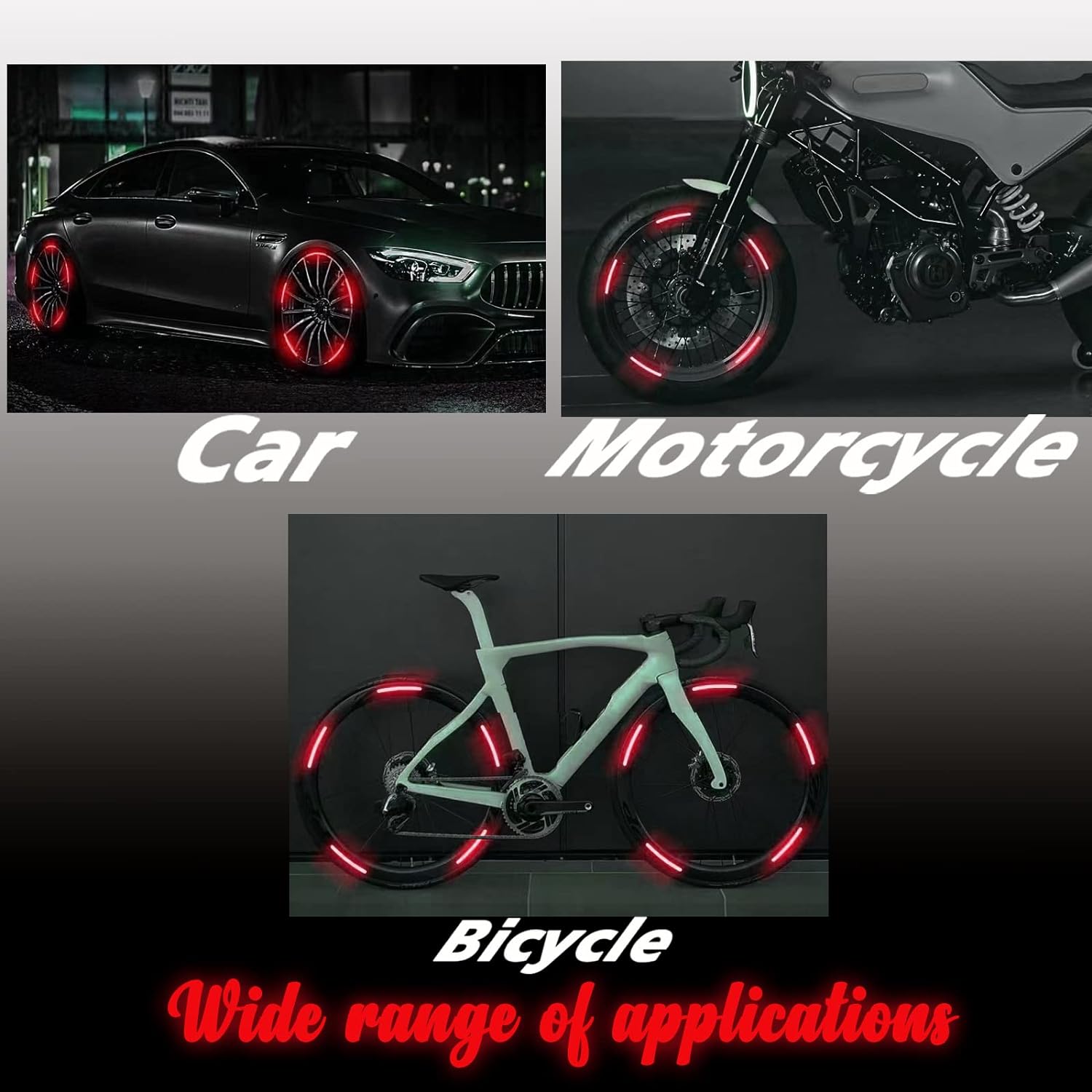 20PCS Reflective Car Wheel Decorative Stripe Stickers, Night Safety Warning Car Stickers, Anti-Scratch Reflective Stickers Car Motorcycle Wheel Safety Decorative Car Decals Universal