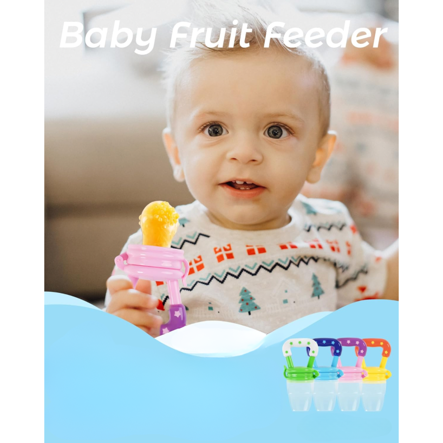 Baby Fruit Food Feeder,Teething Pacifier, Baby Fruit Pacifier Feeder, Soft Silicone Pouches, Training Massaging Toy Teether