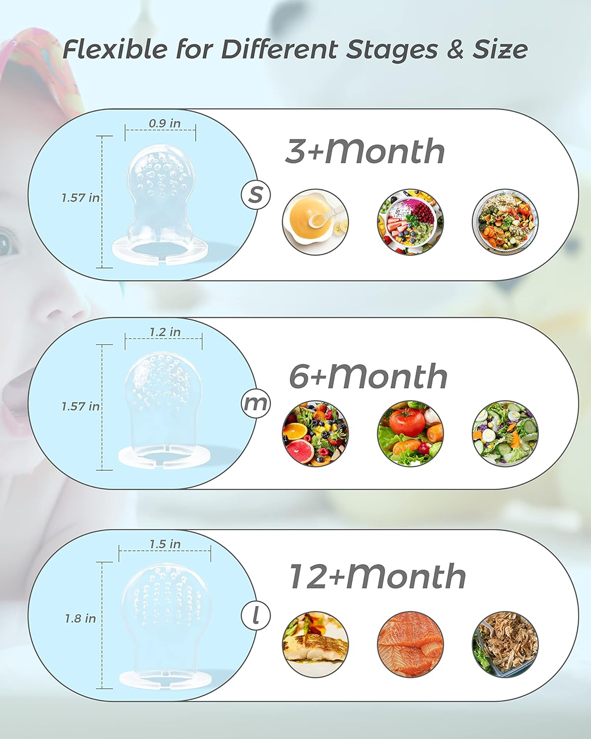 Baby Fruit Food Feeder,Teething Pacifier, Baby Fruit Pacifier Feeder, Soft Silicone Pouches, Training Massaging Toy Teether