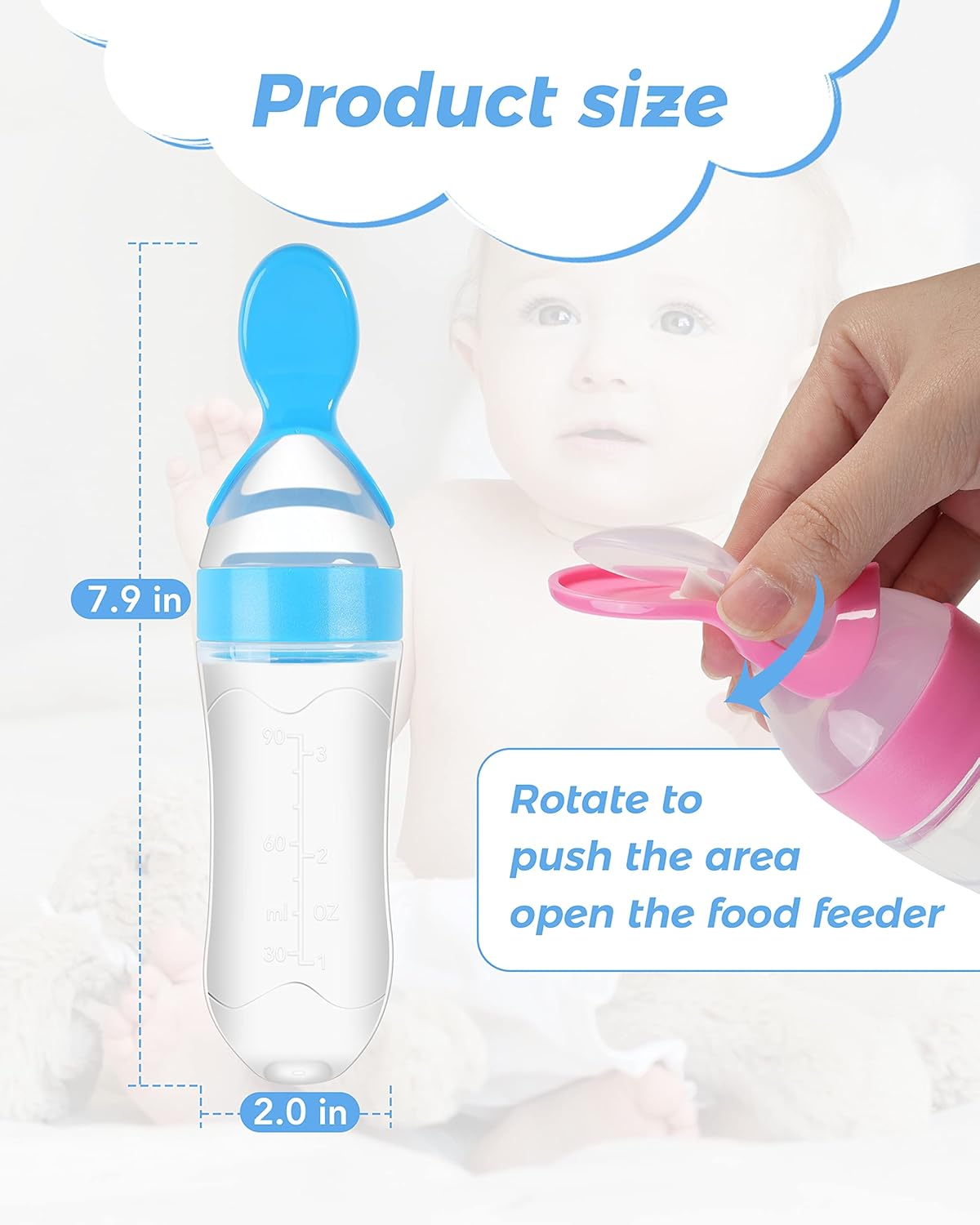 Baby Food Feeder, Silicone Baby Feeder, Baby Food Dispensing Spoon, Baby Food Squeeze Spoon for Boys Girl Kids Toddlers