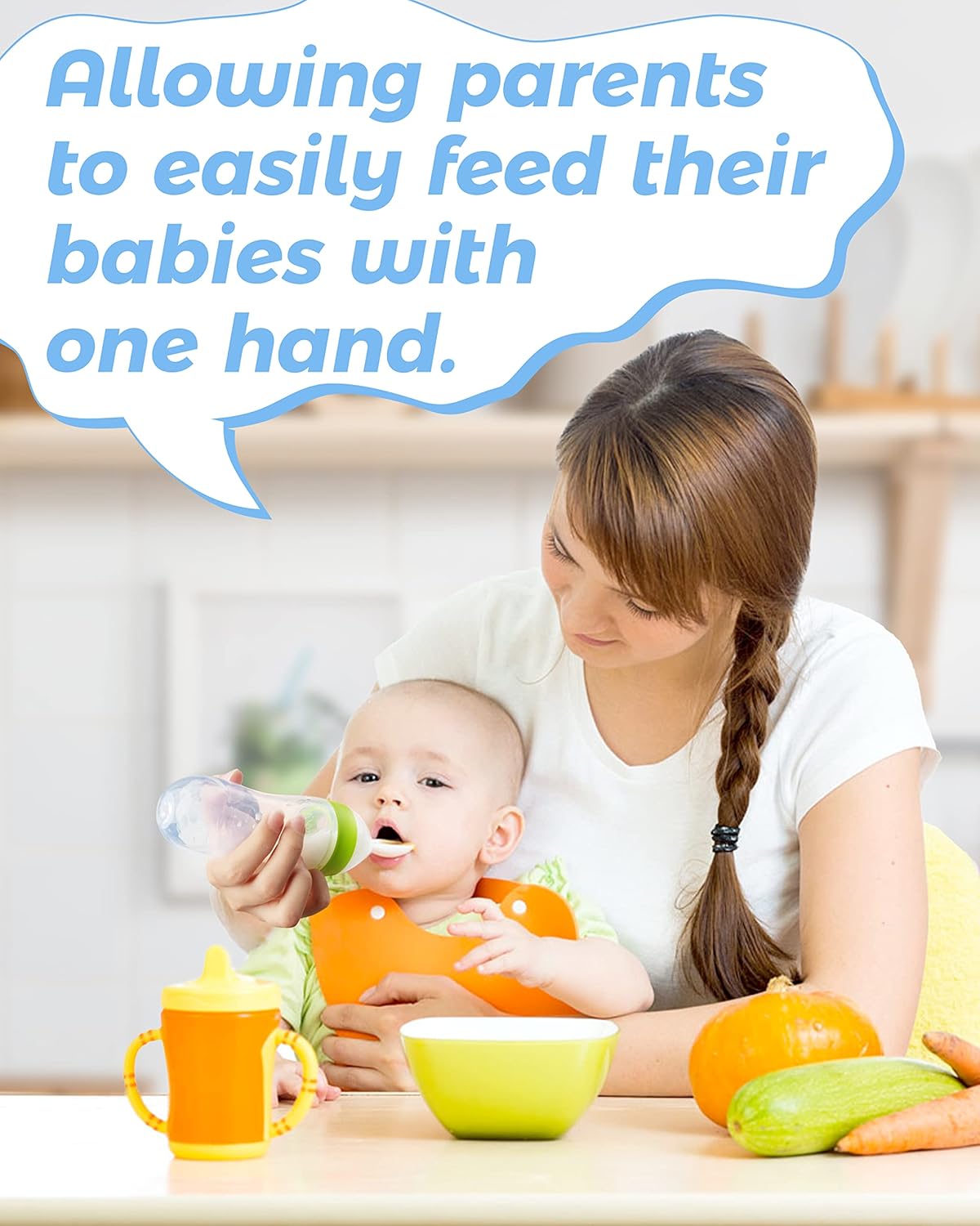 Baby Food Feeder, Silicone Baby Feeder, Baby Food Dispensing Spoon, Baby Food Squeeze Spoon for Boys Girl Kids Toddlers