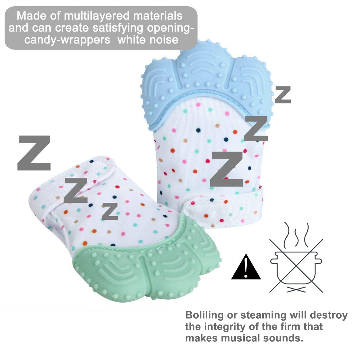 Silicone Teething Mitt, Soothing Infant Teething Mitten Pain Relief, Prevent Scratches Glove, Safe Silicone Teething Toys for 0-12 Months