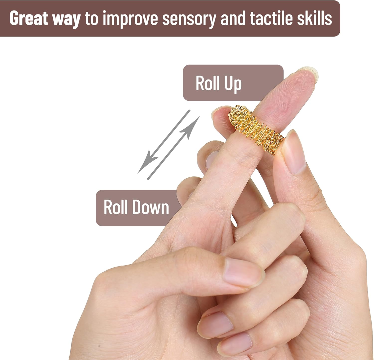 Spiky Sensory Rings, 5 Pack, Stress Relief Fidget Sensory Toys, Fidget Rings, Fidget Ring for Anxiety, Stress Relief Rings, Massager for Fidget ADHD Autism, Silent Stress Reducer Ring