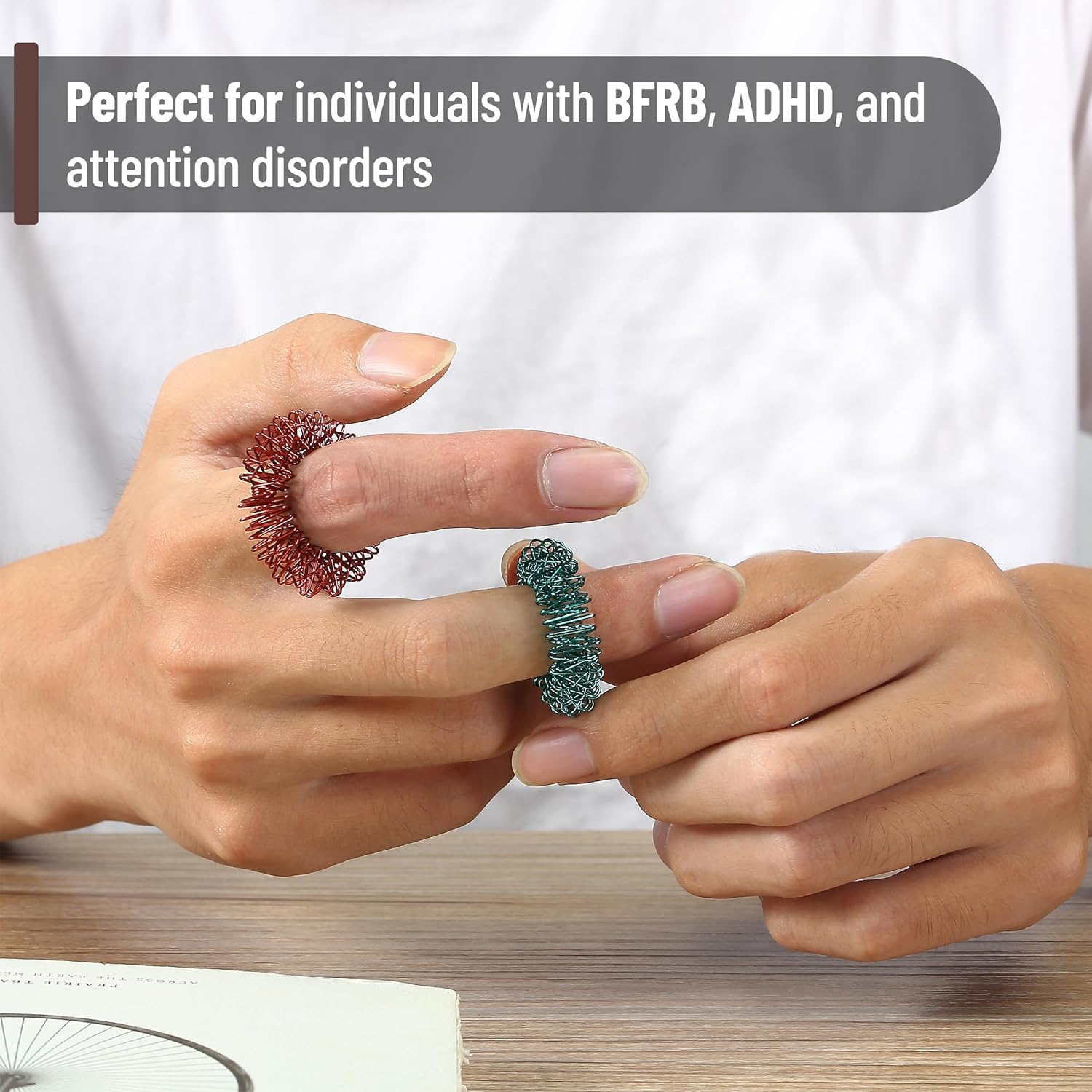 Spiky Sensory Rings, 5 Pack, Stress Relief Fidget Sensory Toys, Fidget Rings, Fidget Ring for Anxiety, Stress Relief Rings, Massager for Fidget ADHD Autism, Silent Stress Reducer Ring