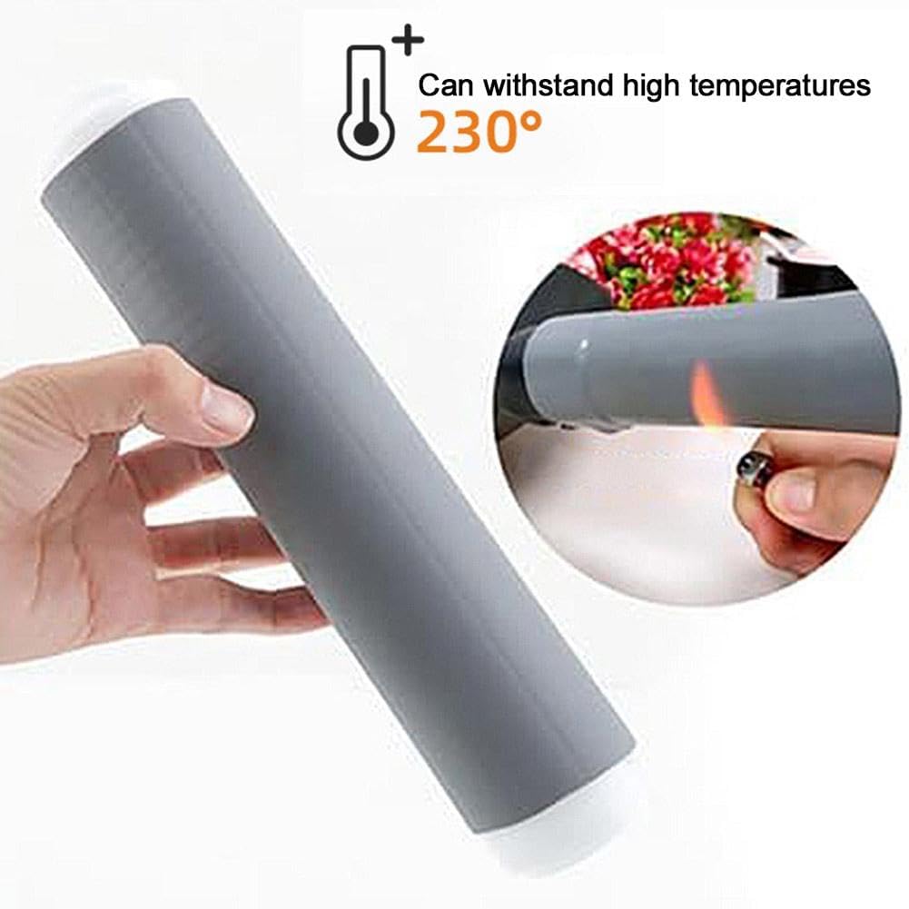 Pot Handle Anti-Scalding Heat Insulation Silicon Cover,Iron Wok Handle Thermal Insulation Handle Cover Sleeve,Kitchen Pans Handle Anti-scalding Grip Tape (Large), GREY