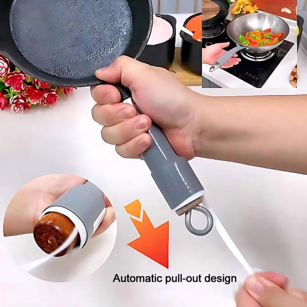 Pot Handle Anti-Scalding Heat Insulation Silicon Cover,Iron Wok Handle Thermal Insulation Handle Cover Sleeve,Kitchen Pans Handle Anti-scalding Grip Tape (Large), GREY