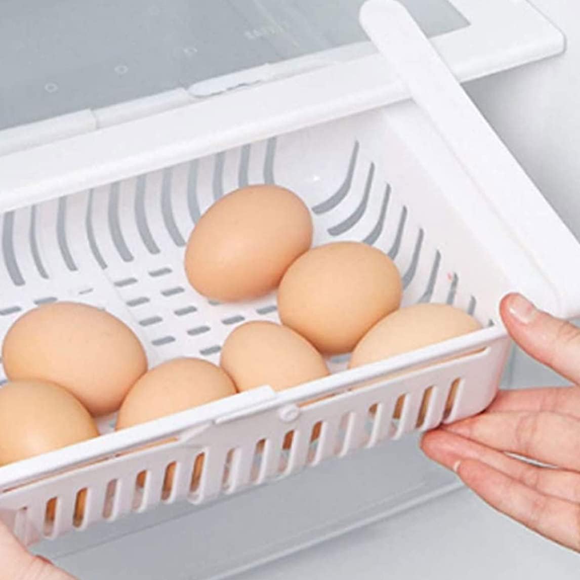 Fridge Drawer Organizer Refrigerator Drawers For Shelves - Adjustable Kitchen Organizer With Pull Out Storage Rack Box - Sliding Partition Fridge Hanging Organizer
