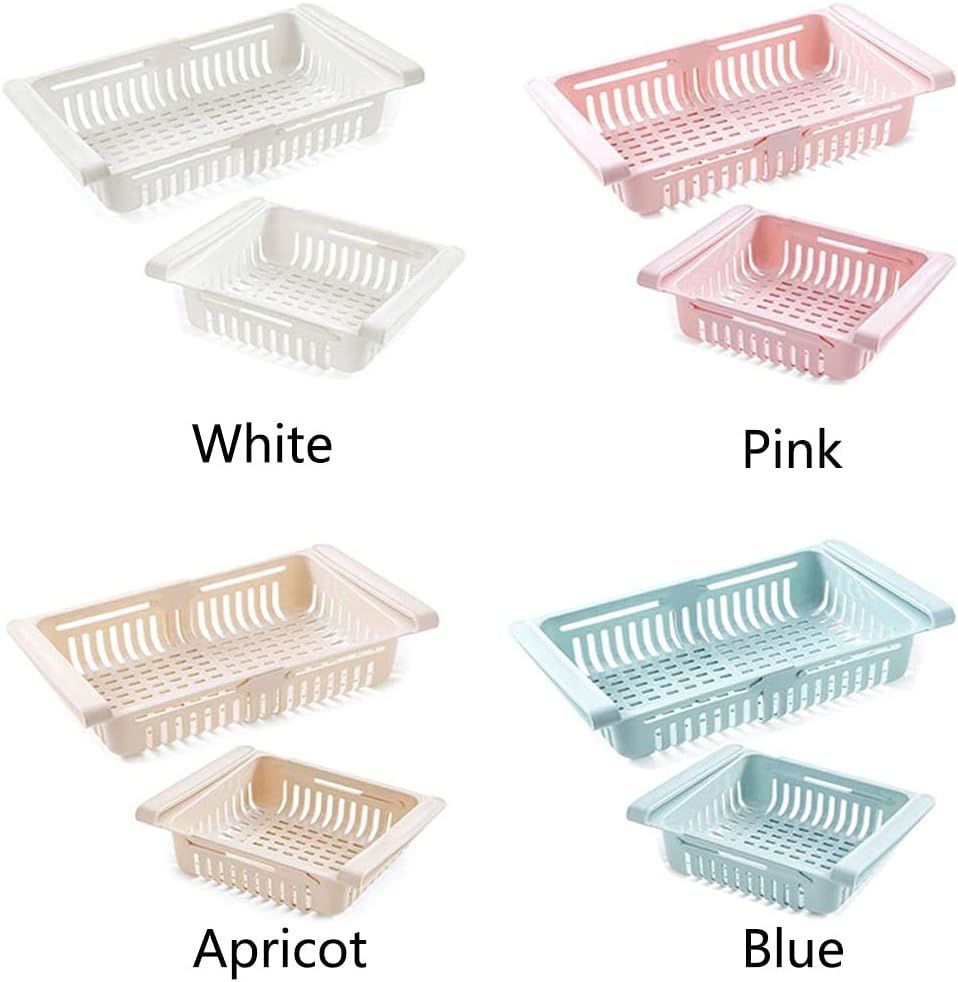 Fridge Drawer Organizer Refrigerator Drawers For Shelves - Adjustable Kitchen Organizer With Pull Out Storage Rack Box - Sliding Partition Fridge Hanging Organizer