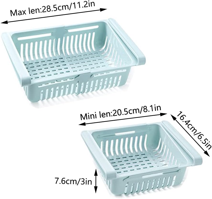 Fridge Drawer Organizer Refrigerator Drawers For Shelves - Adjustable Kitchen Organizer With Pull Out Storage Rack Box - Sliding Partition Fridge Hanging Organizer