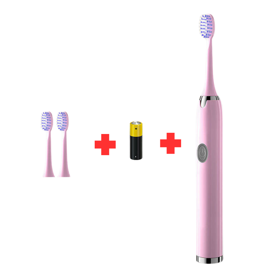 Battery Powered Toothbrush Soft Multi-Level Bristles for Whole Mouth, Vibrating Bristles Deep Clean with 3 brush heads