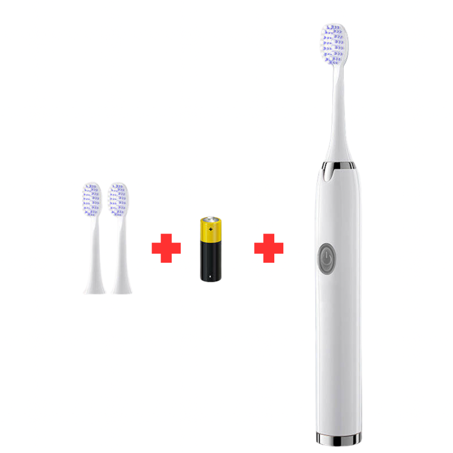 Battery Powered Toothbrush Soft Multi-Level Bristles for Whole Mouth, Vibrating Bristles Deep Clean with 3 brush heads
