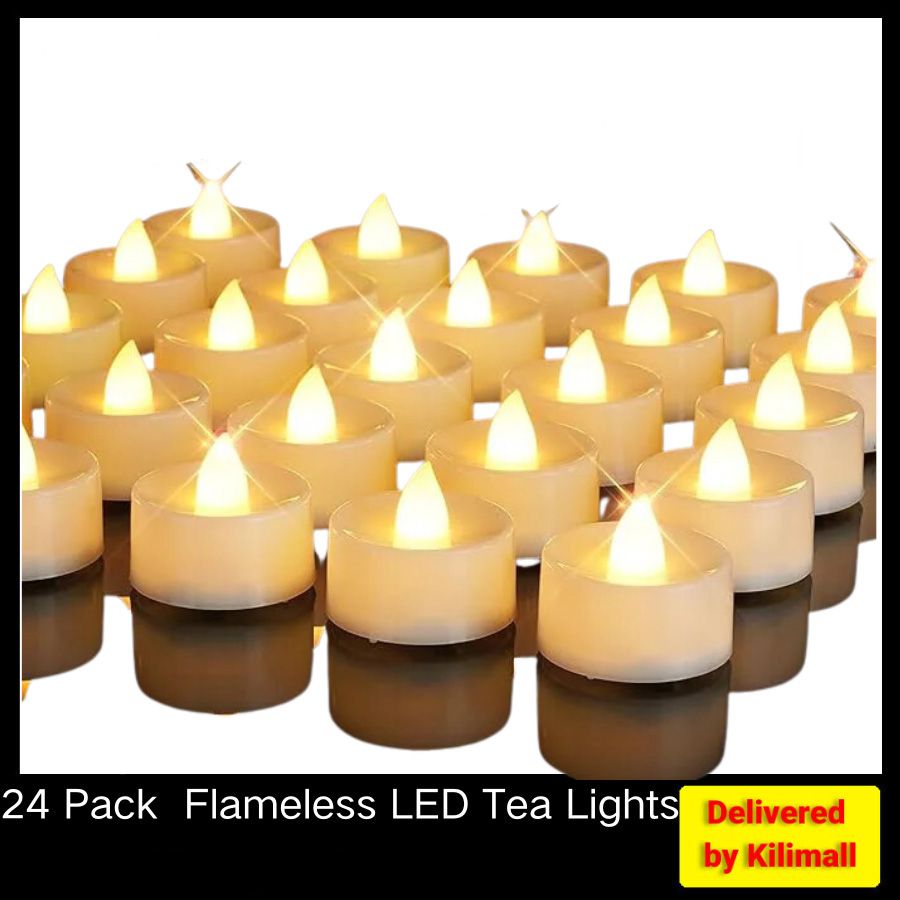 24-Pack Flameless LED Tea Lights Candles Battery Operated, Fake Electric Candles TeaLights for Votive, Aniversary, Wedding Centerpiece Table Decor, Funeral, Halloween, Christmas