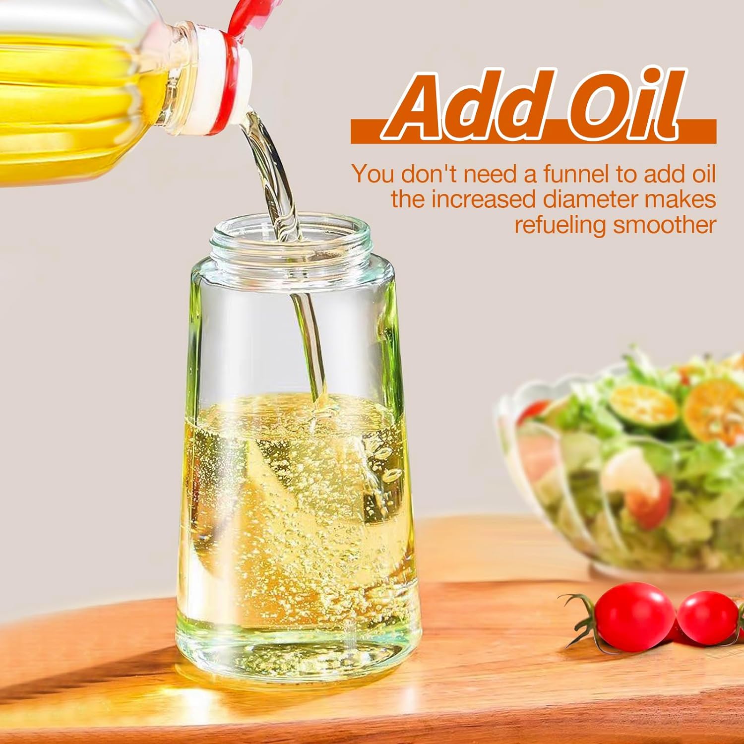 Olive Oil Dispenser Bottle for Kitchen，2 in 1 Oil Sprayer for Cooking, 16oz/450ml Glass Oil Spray Bottle with Pourer, Food-grade Oil Mister for Air Fryer, Salad, Frying, BBQ (Green)