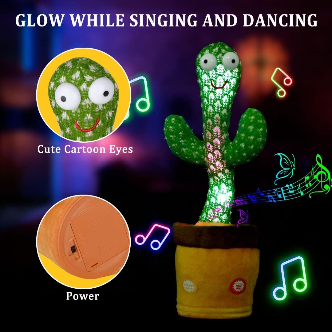 Dancing Cactus Toy – Electronic Cactus Baby Toy for Kids – Multi-Function Recording, Singing & Talking Cactus for Children Playing – Interactive Baby Dancing Cactus Mimicking