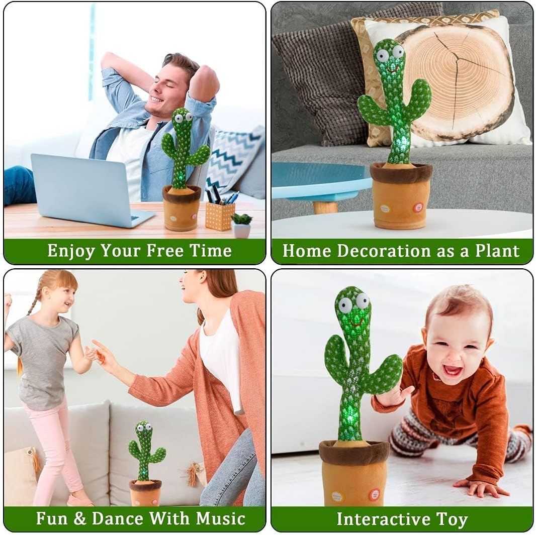 Dancing Cactus Toy – Electronic Cactus Baby Toy for Kids – Multi-Function Recording, Singing & Talking Cactus for Children Playing – Interactive Baby Dancing Cactus Mimicking