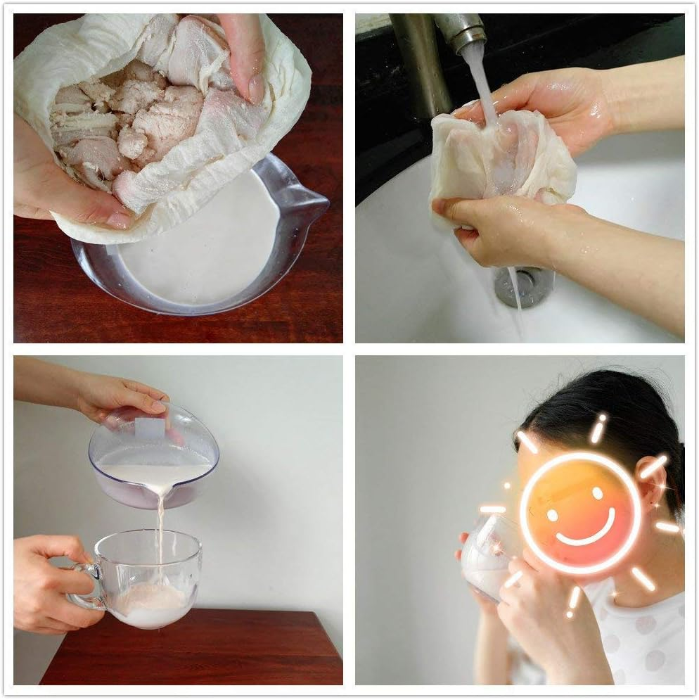 Reusable Cheesecloth Bags, 100% Cotton Fine Mesh Strainer for Cold Brew Coffee, Nut Milk, Tea & Juice - Large (4 Pack)