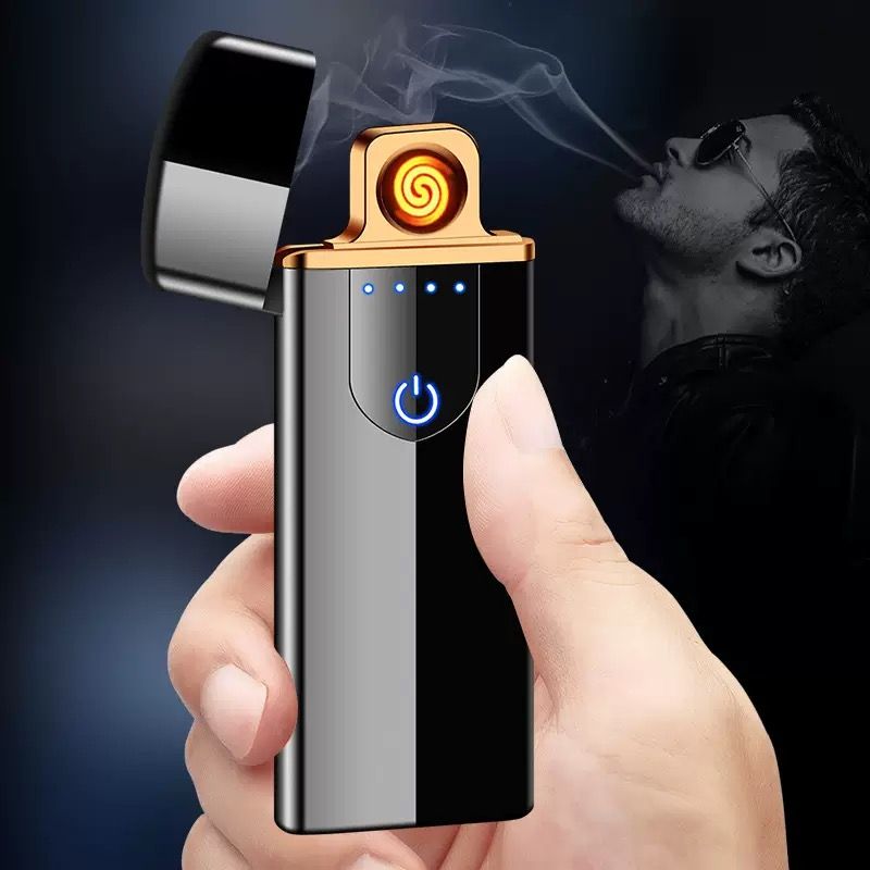 Beautiful woman Spinning Arc Plasma Lighter - USB Rechargeable Electric Lighter with LED Display, Pocket- Size Design for Camping, Candles, Outdoor