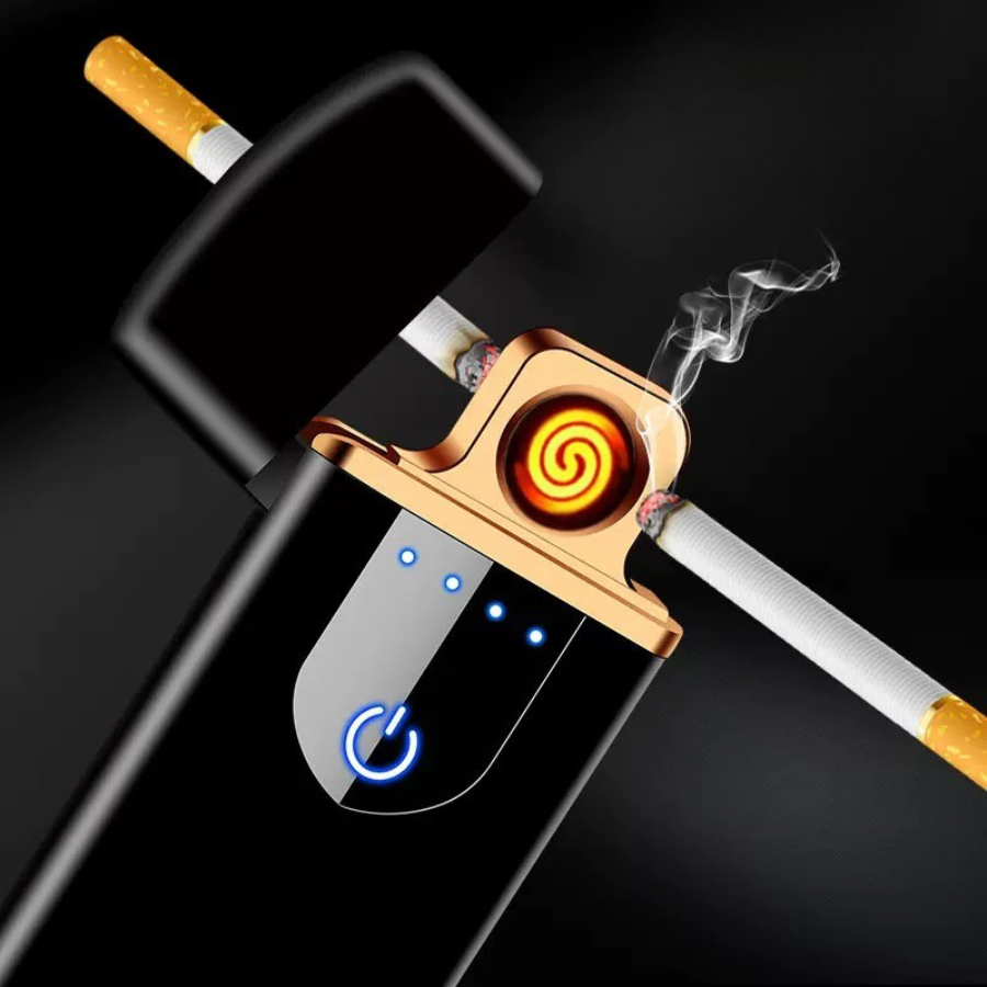 Beautiful woman Spinning Arc Plasma Lighter - USB Rechargeable Electric Lighter with LED Display, Pocket- Size Design for Camping, Candles, Outdoor