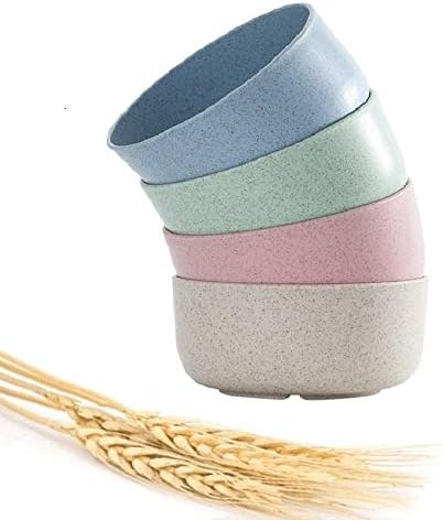 Wheat Straw Bowls, Wheat Fiber Set of 4 Lightweight Unbreakable Plates, Reusable, Microwave & Dishwasher Safe - Wheat Straw Dinnerware, Large Wheat Cereal Bowl, Camping Bowls