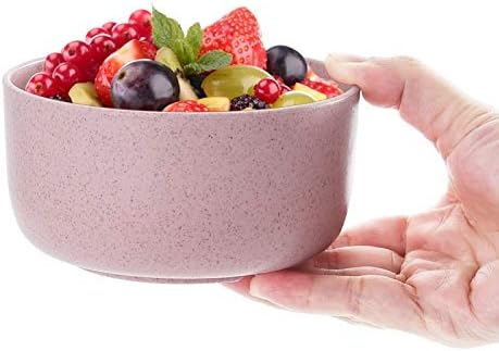 Wheat Straw Bowls, Wheat Fiber Set of 4 Lightweight Unbreakable Plates, Reusable, Microwave & Dishwasher Safe - Wheat Straw Dinnerware, Large Wheat Cereal Bowl, Camping Bowls