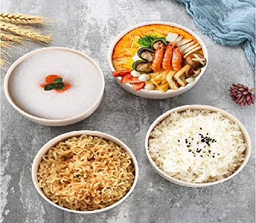 Wheat Straw Bowls, Wheat Fiber Set of 4 Lightweight Unbreakable Plates, Reusable, Microwave & Dishwasher Safe - Wheat Straw Dinnerware, Large Wheat Cereal Bowl, Camping Bowls