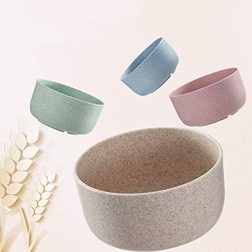 Wheat Straw Bowls, Wheat Fiber Set of 4 Lightweight Unbreakable Plates, Reusable, Microwave & Dishwasher Safe - Wheat Straw Dinnerware, Large Wheat Cereal Bowl, Camping Bowls