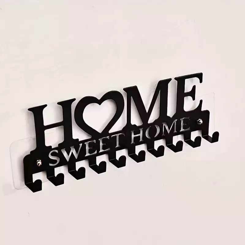 Key Holder Hooks Organizer Hanger Rack Wall Mounted with Screws and Anchors Home Sweet Home Wall Metal Decor for Entryway Front Door Kitchen Hallway Garage Mudroom Office