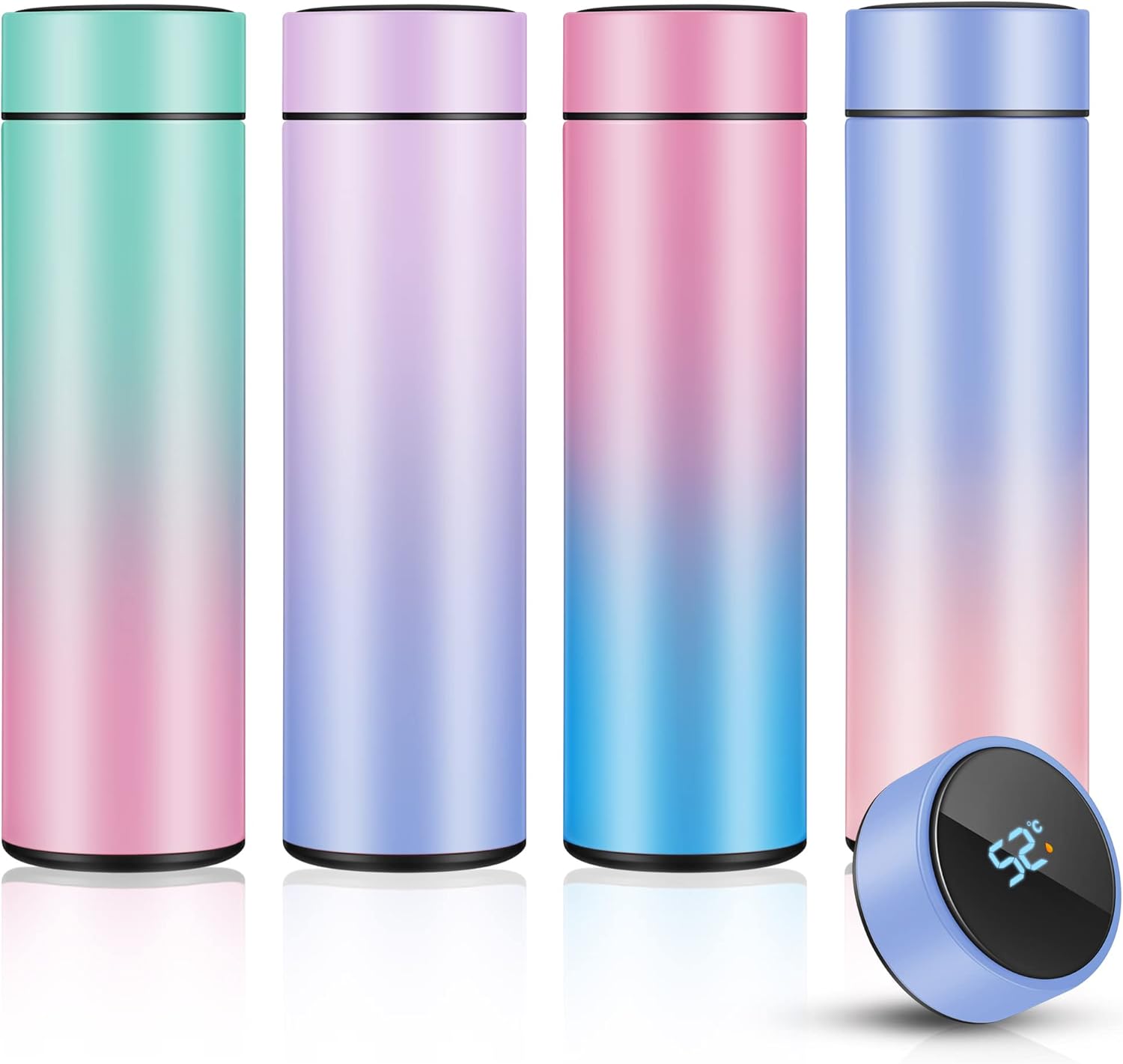 Smart Water Bottles with LED Temperature Display Tea Infuser Bottle Double Wall Insulated Water Flask Stainless Steel(Gradient Color)