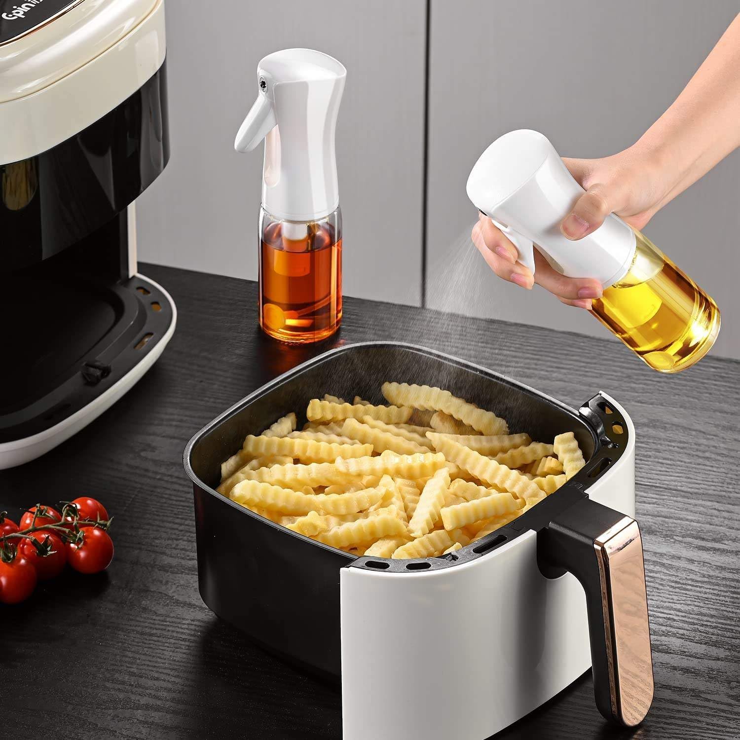 Olive Oil Sprayer for Cooking - Olive Oil Mister Spray Bottle for Cooking -  Air Fryer Accessories - Refillable Glass Dispenser for Kitchen
