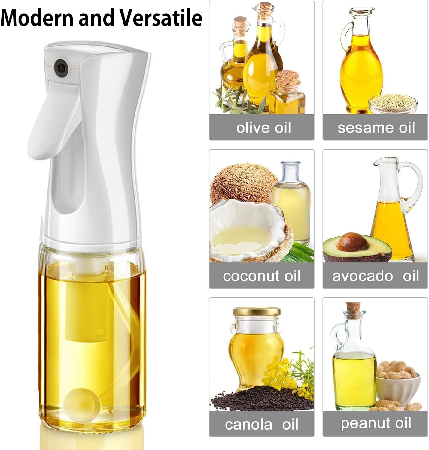 Olive Oil Sprayer for Cooking - Olive Oil Mister Spray Bottle for Cooking -  Air Fryer Accessories - Refillable Glass Dispenser for Kitchen