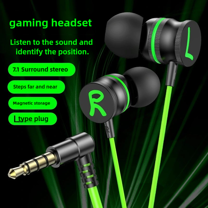 Metal magnetic wired Type-C earphones, in-ear subwoofer mobile phone wire-controlled tuning e-sports game earphones
