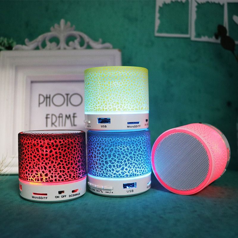 New mini crack bluetooth speaker, portable card subwoofer speaker led luminous wireless speaker gift