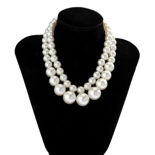 Pearl Choker Necklace for Women Faux Pearl Ladies Necklaces Summer Layered Pearl Necklace Big Chunky Pearl Necklace Fashion Lady Jewelry Gifts