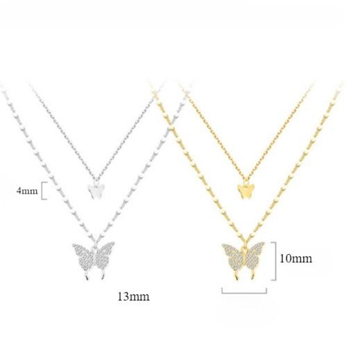 Butterfly Necklace Double Diamond Butterfly Pendant Choker Necklace Ladies Necklaces Personality Fashion Lady Jewelry