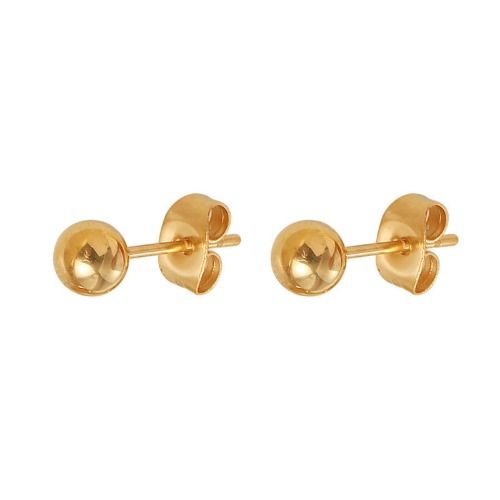 4 Pairs Ball Earrings Titanium Steel Earring Round Ball Stud Earrings Set for Women Men(Gold)